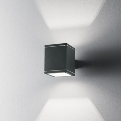 Luminosa Snif Square 1 Light Outdoor Up Down Wall Light Anthracite, Putty IP44, G9