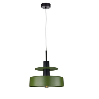 Luminosa Solea Dome Pendant Ceiling Light Green, Black 1x E27