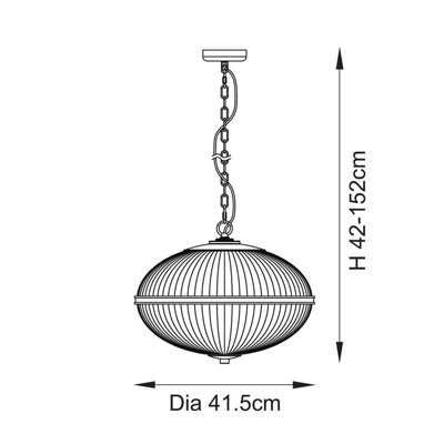 Luminosa Somerset Spherical Pendant Ceiling Light Vintage Brass Finish & Clear Ribbed Glass 3x E14
