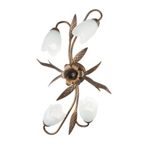 Luminosa Sonia Flower Design Multi Arm Semi Flush Ceiling Lamp, Glass Shades, 4x E14