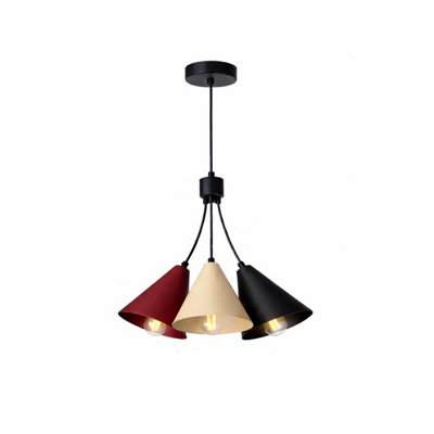 Luminosa Sora Cluster Pendant Ceiling Light Burgundy, Beige, Black 3x E27