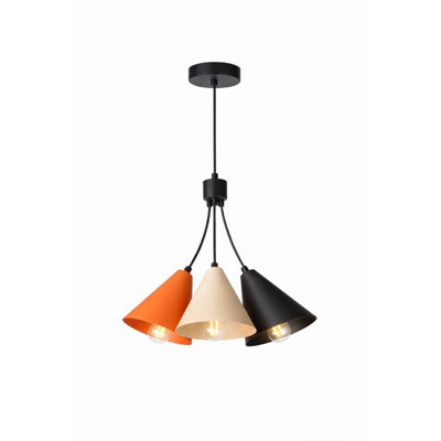 Luminosa Sora Cluster Pendant Ceiling Light Orange, Beige, Black 3x E27