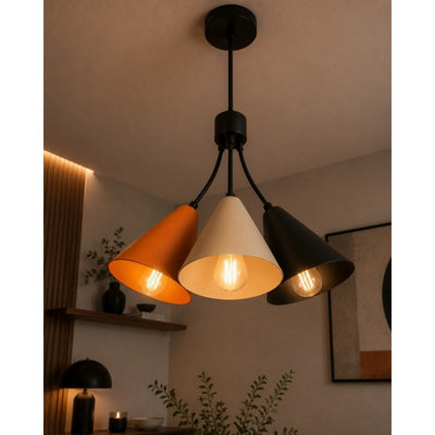 Luminosa Sora Cluster Pendant Ceiling Light Orange, Beige, Black 3x E27