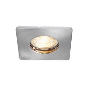 Luminosa Speculo LED Fire Rated 1 Light Bathroom Recessed Downlight Brushed Chrome Plate, Glass IP65
