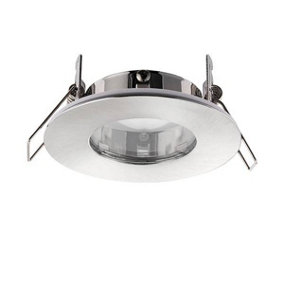 Luminosa Speculo LED Fire Rated 1 Light Bathroom Recessed Light Brushed Chrome Plate, Glass IP65