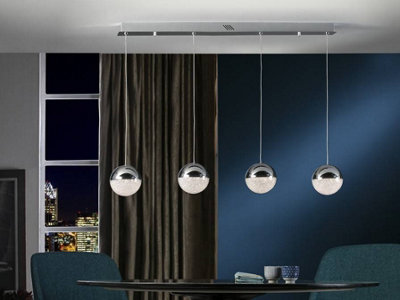 Luminosa Sphere Integrated LED Bar Ceiling Pendant Chrome | DIY at B&Q