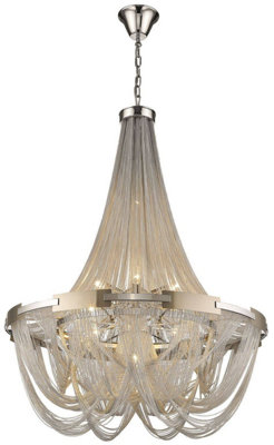 Luminosa Spring 10 Light Chandelier Silver Finish, E14