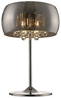 Luminosa Spring 3 Light Table Lamp Chrome, Copper, Crystal with Smoked Glass Shade, G9