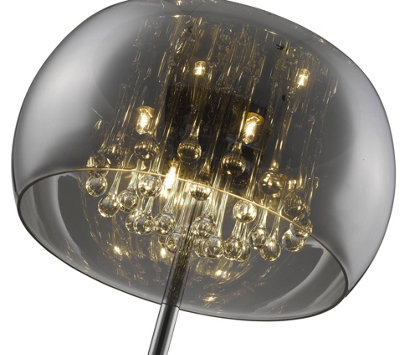 Luminosa Spring 4 Light Floor Lamp Chrome, Crystal with Smoked Glass Shade, G9