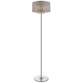 Luminosa Spring 4 Light Floor Lamp Silver, Crystal Glass, G9