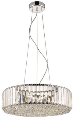 Luminosa Spring 5 Light Small Ceiling Pendant Chrome, Clear with Crystals, G9