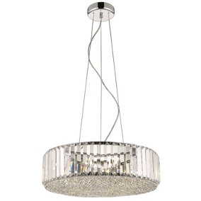 Luminosa Spring 5 Light Small Ceiling Pendant Chrome, Clear with Crystals, G9