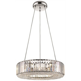 Luminosa Spring 6 Light Large Ceiling Pendant Chrome, Clear with Crystals, G9