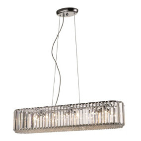 Luminosa Spring 6 Light Small Ceiling Pendant Chrome, Clear with Crystals, G9