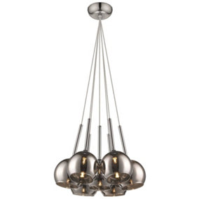 Luminosa Spring 7 Light Cluster Pendant Chrome with Glass Shades, G9