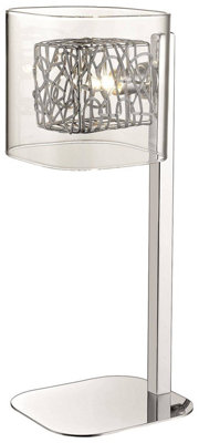 Luminosa Spring Table Lamp Mesh Chrome, Clear and Glass, G9