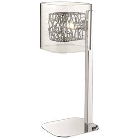 Luminosa Spring Table Lamp Mesh Chrome, Clear and Glass, G9