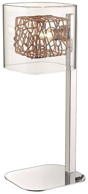 Luminosa Spring Table Lamp Mesh Chrome, Copper and Glass, G9