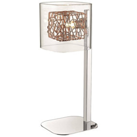 Luminosa Spring Table Lamp Mesh Chrome, Copper and Glass, G9