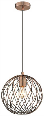 Luminosa Spring Wire Ceiling Pendant Antique Copper, E27