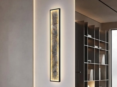 LUMINOSA STONE 100CM INTEGRATED LED WALL LAMP BLACK 3000-6000K - UK STOCK