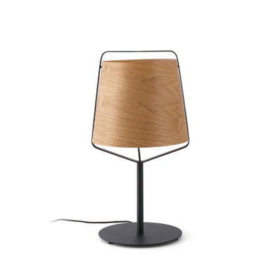 Luminosa Stood 1 Light Table Lamp Black, Wood, E27