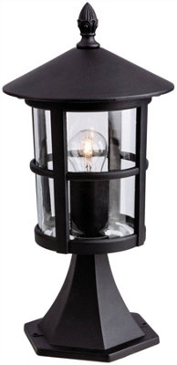 Luminosa Stratford 1 Light Outdoor Lantern Pillar Black IP44, E27