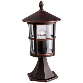 Luminosa Stratford 1 Light Outdoor Lantern Pillar Bronze IP44, E27