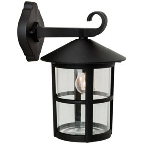 Luminosa Stratford 1 Light Outdoor Wall Lantern - Downlight Black IP44, E27