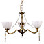 Luminosa Stylized Chandeliers Golden 3 Light  with Milky, Glass Shade, E27