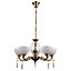 Luminosa Stylized Chandeliers Golden 5 Light  with Milky, Glass Shade, E27