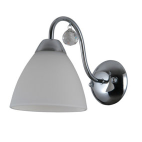 Luminosa Stylized Wall Lamp Chrome, White 1 Light  with White Shade, E27