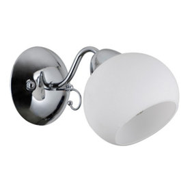 Luminosa Stylized Wall Lamp Chrome, White 1 Light  with White Shade, E27