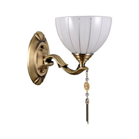 Luminosa Stylized Wall Lamp Golden 1 Light  with Milky, Glass Shade, E27
