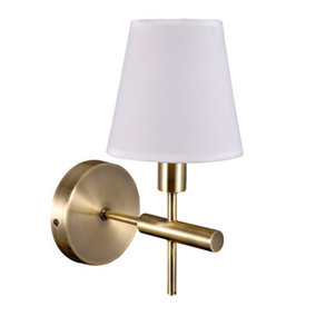 Luminosa Stylized Wall Lamp Golden 1 Light  with White, Fabric Shade, E14