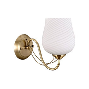 Luminosa Stylized Wall Lamp Golden 2 Light  with Milky, Glass Shade, E27