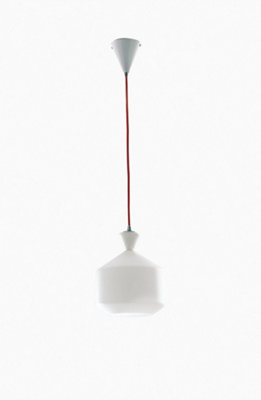 Luminosa Sugar Glass Ceiling Dome Pendant, Opal, Red, E27