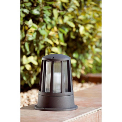 Luminosa Surat 1 Light Outdoor Pedestal Light Dark Grey IP54, E27