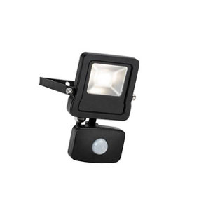 Luminosa Surge Integrated LED PIR Outdoor Wall Flood Light Matt Black, Glass IP44