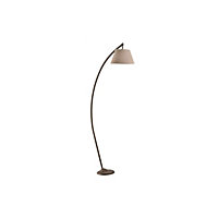 Luminosa Susi Arc Floor Lamp, Brown Fabric Shade