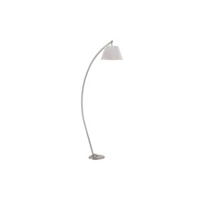 Luminosa Susi Arc Floor Lamp, Grey Fabric Shade