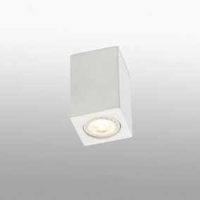 Luminosa Sven 1 Light Square Surface Mounted Downlight Plaster, White, GU10