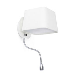 Luminosa Sweet 1 Light Indoor Wall Light White with Reading Lamp, E27
