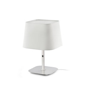 Luminosa Sweet 1 Light Table Lamp White, Matt Nickel with White Shade, E27