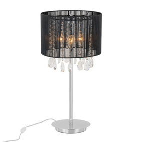 Luminosa Table Lamp Black 3 Light  with Black Fabric Shade, E14