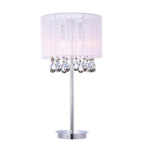 Luminosa Table Lamp White 3 Light  with White Cloth Shade, E14