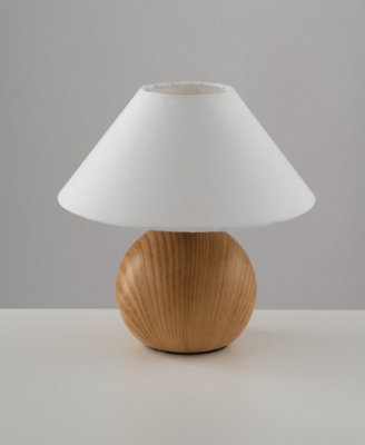 Luminosa Table Lamp with Round Tapered Shade Wood, Ceramic, Fabric 23x23cm