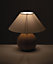 Luminosa Table Lamp with Round Tapered Shade Wood, Ceramic, Fabric 23x23cm