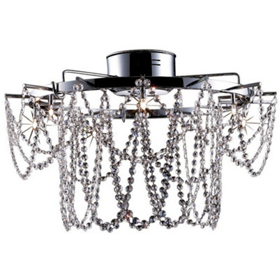 Luminosa Tabor Glass & Crystal Ceiling Light Chrome
