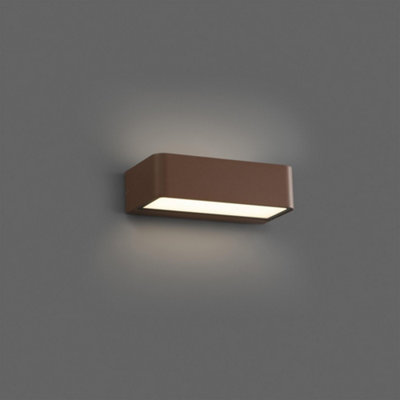 Luminosa Takua Integrated LED Up Down Lighter Outdoor Wall Light Brown, 3000K, IP65